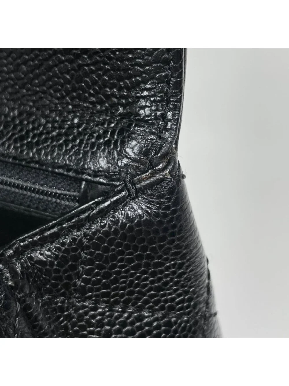 Chanel CC Logo Handbag Quilted Caviar Leather Black